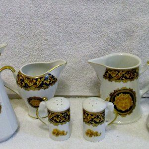 T. Limoges France Depos Porcelain Bacchus Set of 6 Cruets, Creamers, Salt Pepper